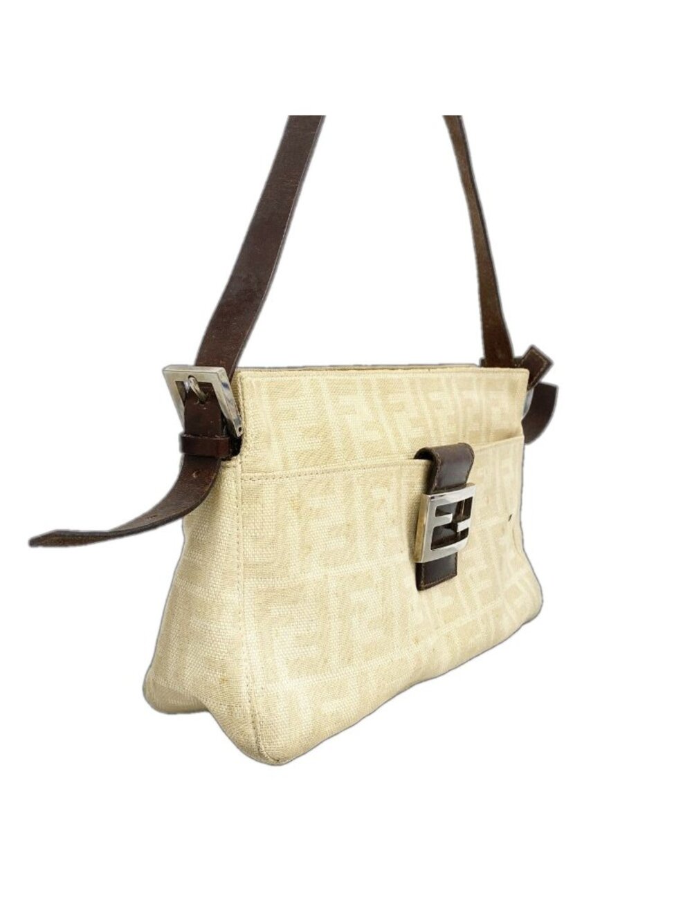 Fendi Shoulder Bag Zucca Canvas Beige Silver - Picture 2 of 10